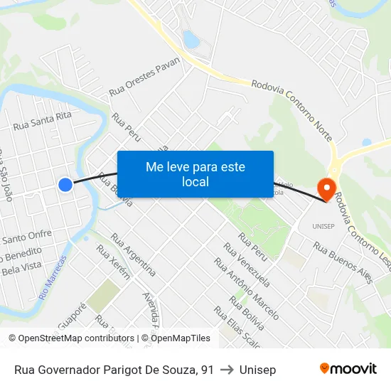 Rua Governador Parigot De Souza, 91 to Unisep map