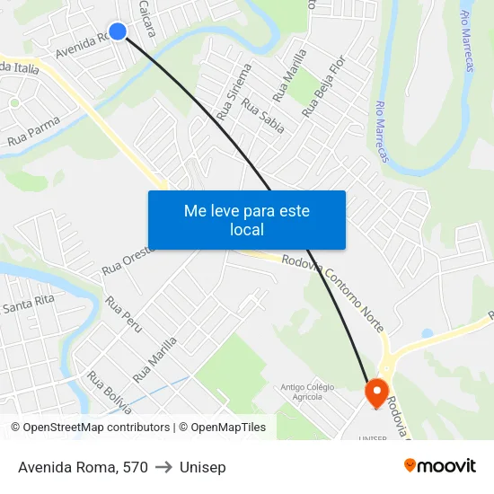 Avenida Roma, 570 to Unisep map