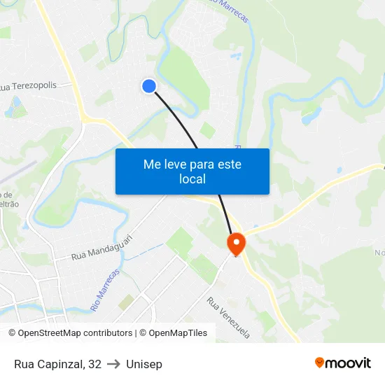 Rua Capinzal, 32 to Unisep map