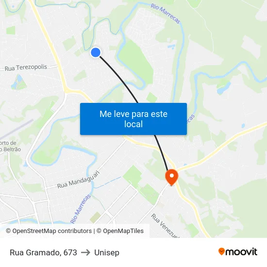 Rua Gramado, 673 to Unisep map