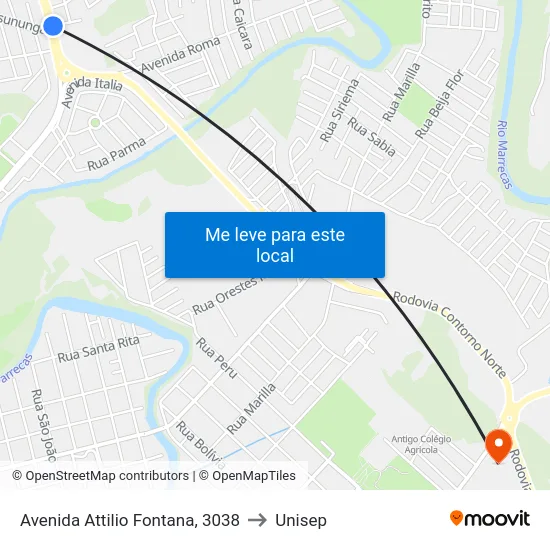 Avenida Attilio Fontana, 3038 to Unisep map