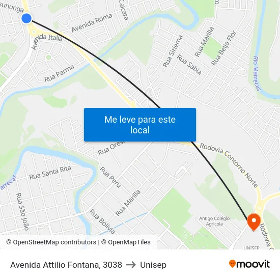 Avenida Attilio Fontana, 3038 to Unisep map