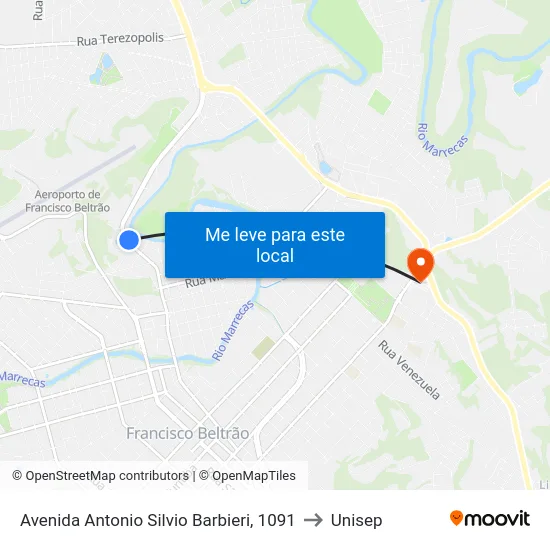 Avenida Antonio Silvio Barbieri, 1091 to Unisep map