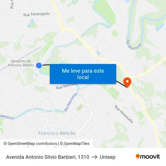 Avenida Antonio Silvio Barbieri, 1310 to Unisep map