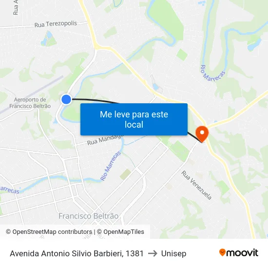 Avenida Antonio Silvio Barbieri, 1381 to Unisep map