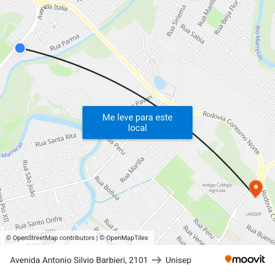 Avenida Antonio Silvio Barbieri, 2101 to Unisep map