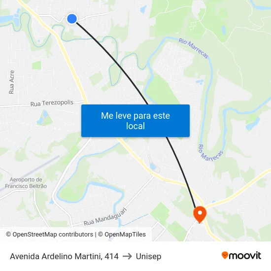 Avenida Ardelino Martini, 414 to Unisep map