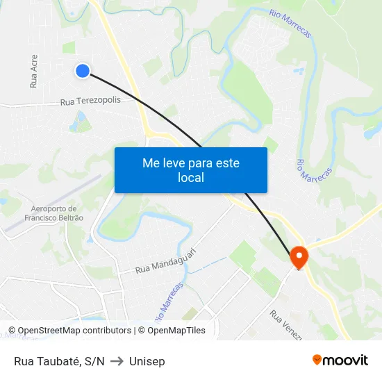 Rua Taubaté, S/N to Unisep map