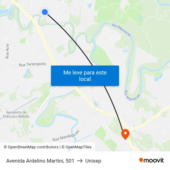 Avenida Ardelino Martini, 501 to Unisep map