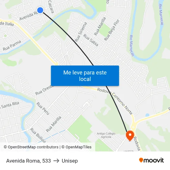 Avenida Roma, 533 to Unisep map