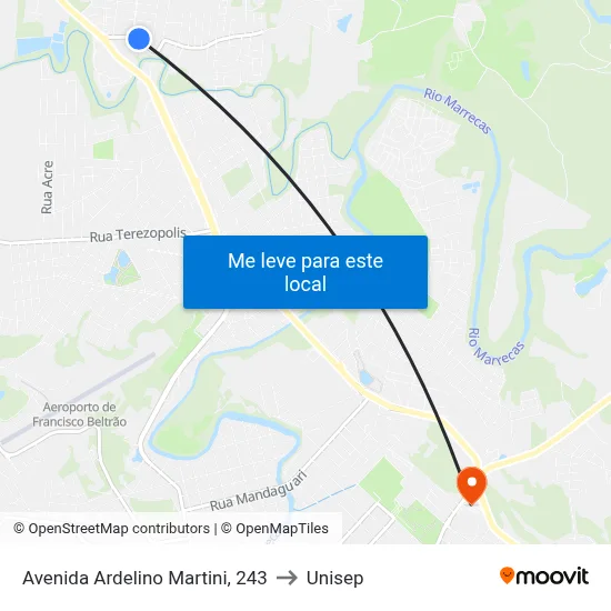 Avenida Ardelino Martini, 243 to Unisep map