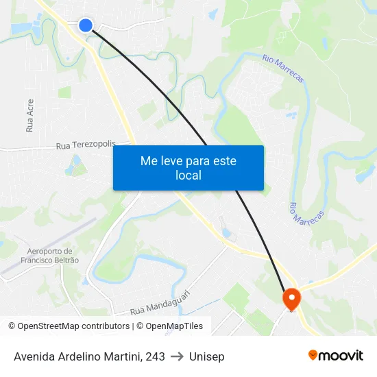 Avenida Ardelino Martini, 243 to Unisep map