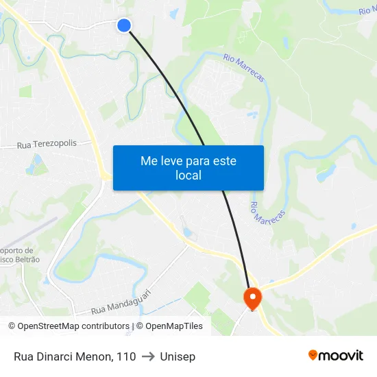 Rua Dinarci Menon, 110 to Unisep map
