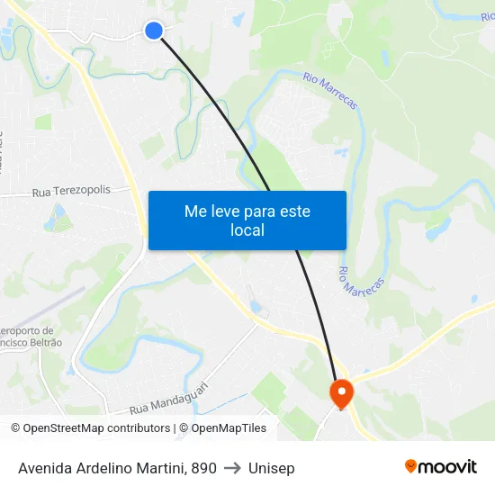Avenida Ardelino Martini, 890 to Unisep map