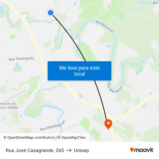 Rua José Casagrande, 265 to Unisep map