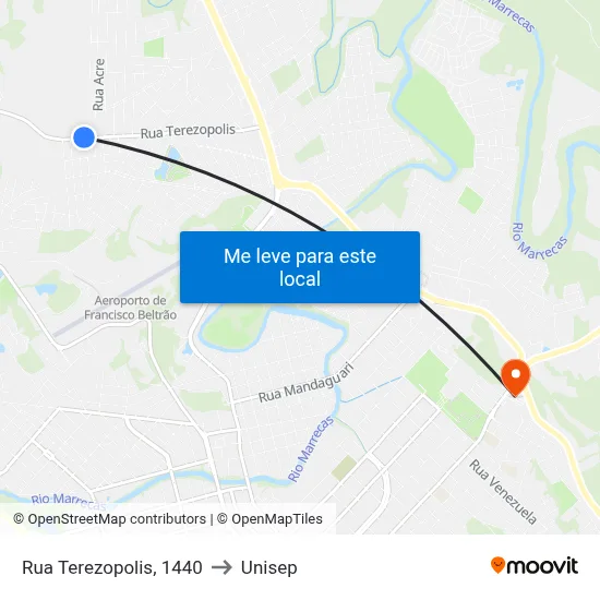Rua Terezopolis, 1440 to Unisep map