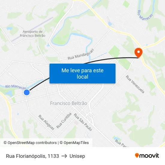 Rua Florianópolis, 1133 to Unisep map