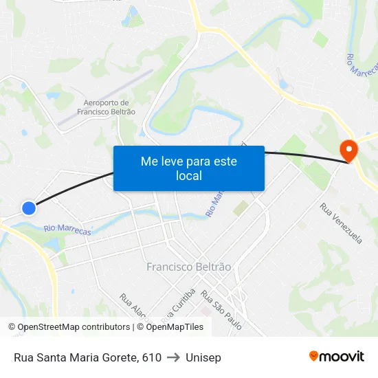 Rua Santa Maria Gorete, 610 to Unisep map