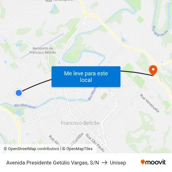 Avenida Presidente Getúlio Vargas, S/N to Unisep map