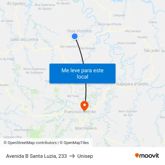 Avenida B Santa Luzia, 233 to Unisep map