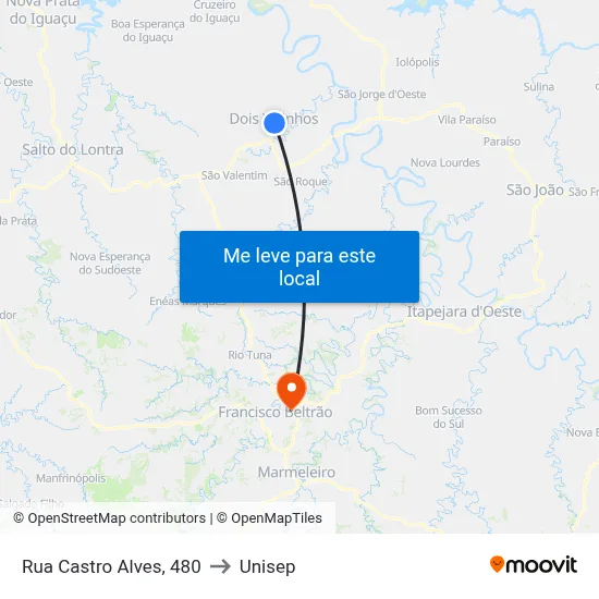Rua Castro Alves, 480 to Unisep map