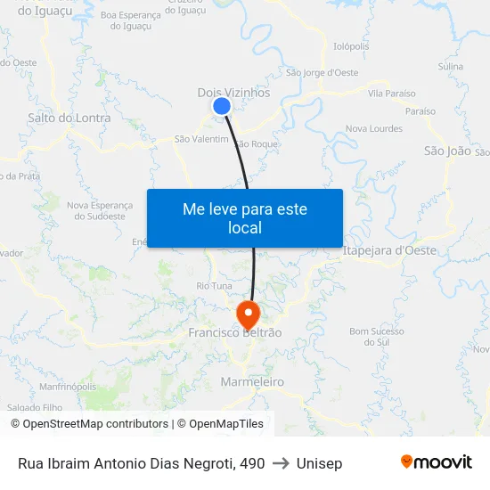 Rua Ibraim Antonio Dias Negroti, 490 to Unisep map