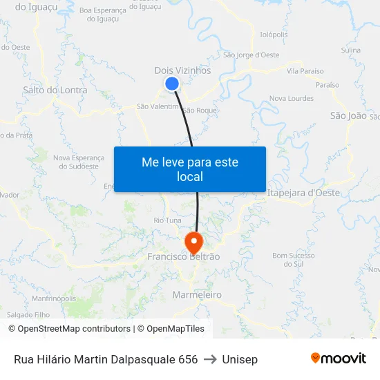 Rua Hilário Martin Dalpasquale 656 to Unisep map