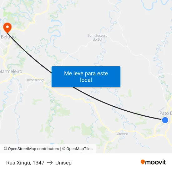 Rua Xingu, 1347 to Unisep map