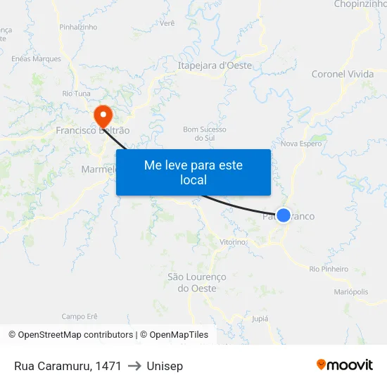 Rua Caramuru, 1471 to Unisep map