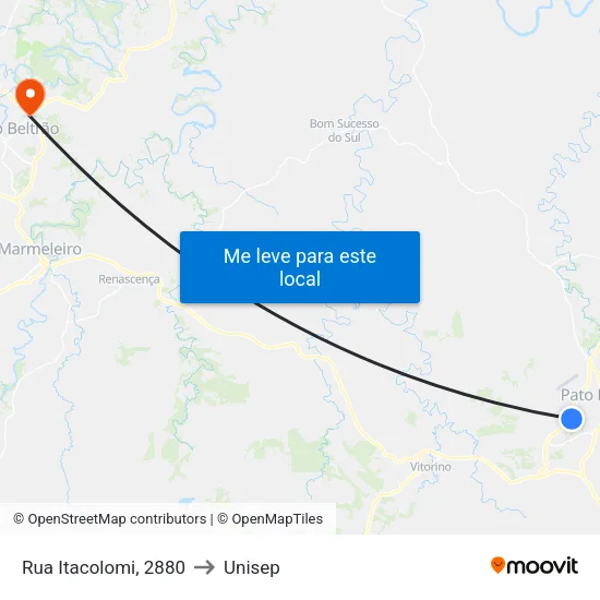 Rua Itacolomi, 2880 to Unisep map