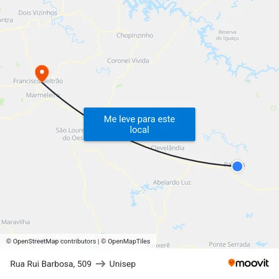 Rua Rui Barbosa, 509 to Unisep map