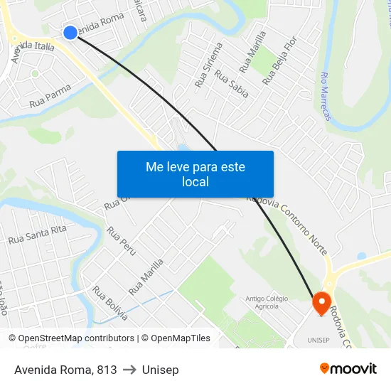 Avenida Roma, 813 to Unisep map