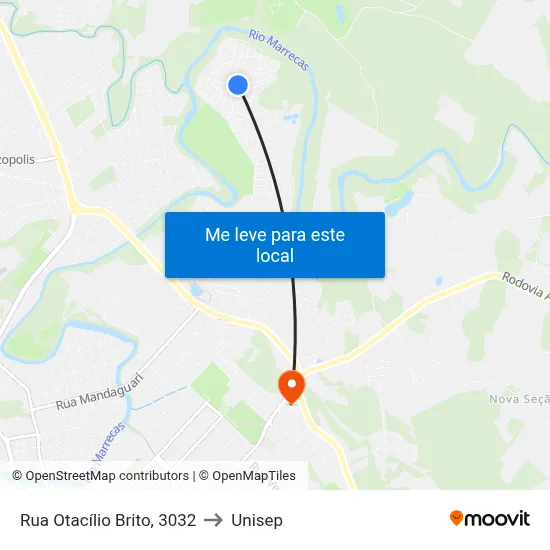 Rua Otacílio Brito, 3032 to Unisep map
