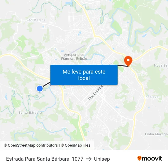 Estrada Para Santa Bárbara, 1077 to Unisep map
