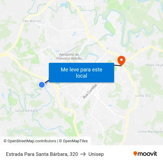 Estrada Para Santa Bárbara, 320 to Unisep map