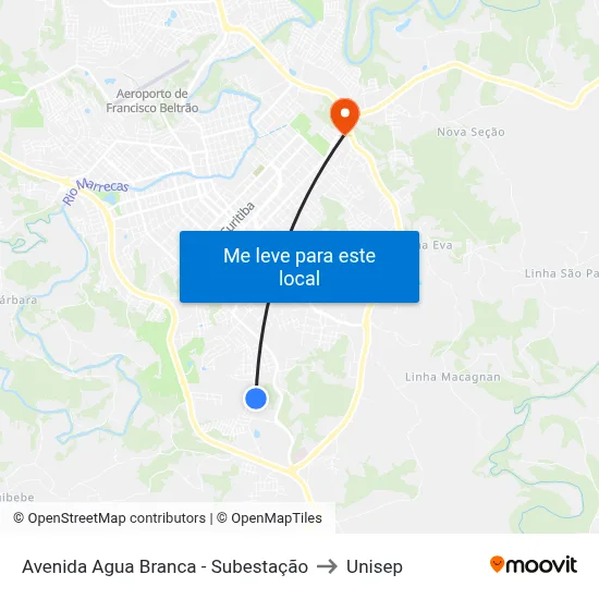 Avenida Agua Branca - Subestação to Unisep map