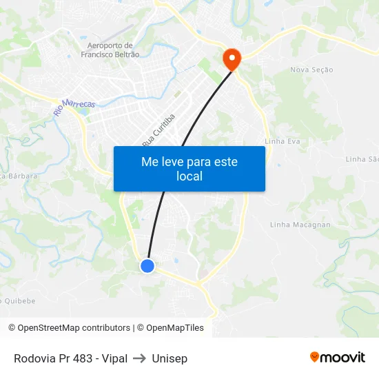 Rodovia Pr 483 - Vipal to Unisep map