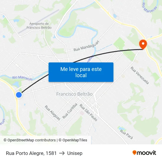 Rua Porto Alegre, 1581 to Unisep map