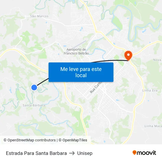 Estrada Para Santa Barbara to Unisep map