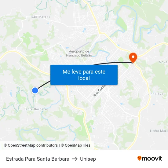 Estrada Para Santa Barbara to Unisep map