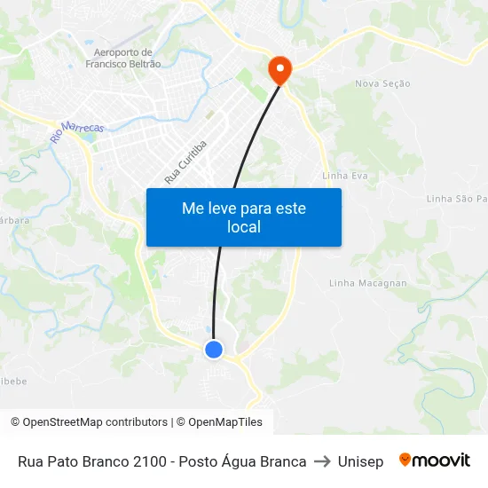 Rua Pato Branco 2100 - Posto Água Branca to Unisep map