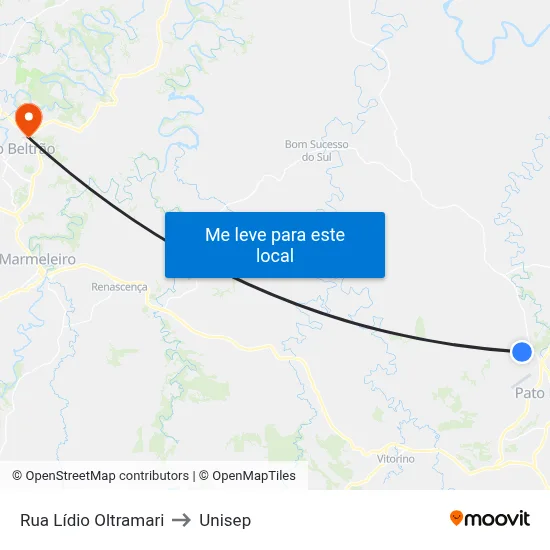 Rua Lídio Oltramari to Unisep map