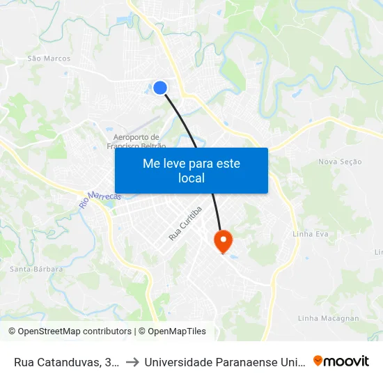 Rua Catanduvas, 335 to Universidade Paranaense Unipar map