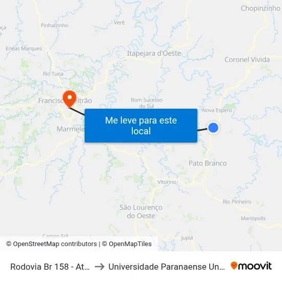 Rodovia Br 158 - Atlas to Universidade Paranaense Unipar map