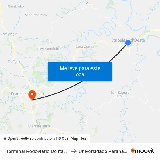 Terminal Rodoviário De Itapejara D'Oeste to Universidade Paranaense Unipar map