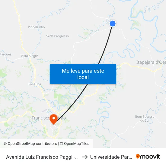 Avenida Luiz Francisco Paggi - Praça Da Matriz De Verê to Universidade Paranaense Unipar map