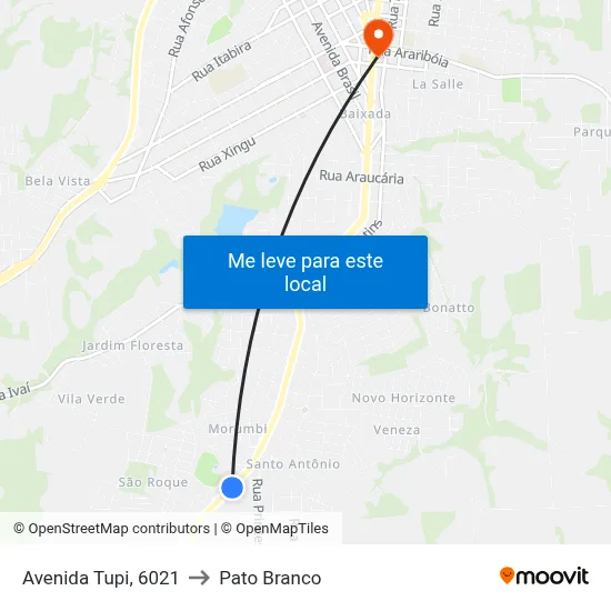 Avenida Tupi, 6021 to Pato Branco map