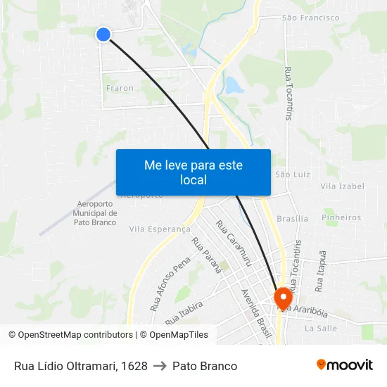 Rua Lídio Oltramari, 1628 to Pato Branco map