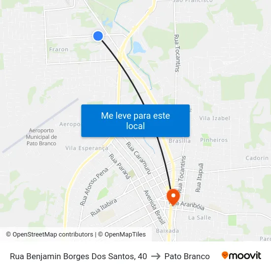 Rua Benjamin Borges Dos Santos, 40 to Pato Branco map