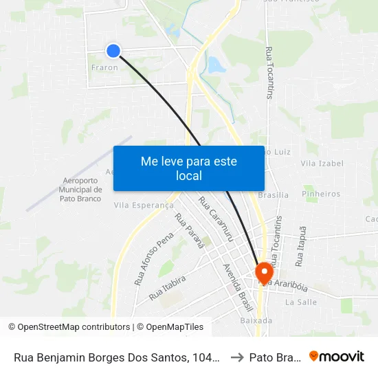 Rua Benjamin Borges Dos Santos, 1042 - Fadep to Pato Branco map